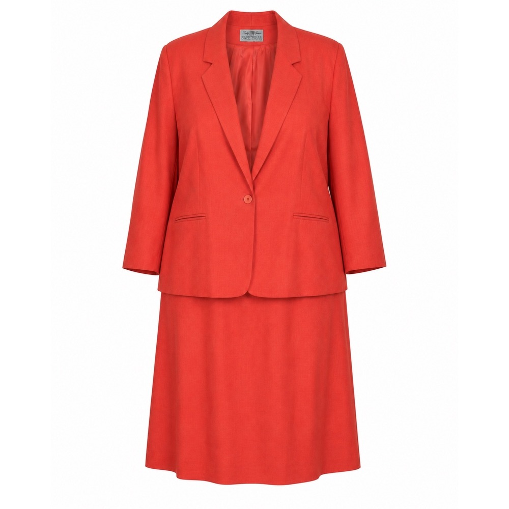 Sweetbriar Skirt Suit Set 18W Coral Vintage Blazer Pockets Career 90s Aesthetic
